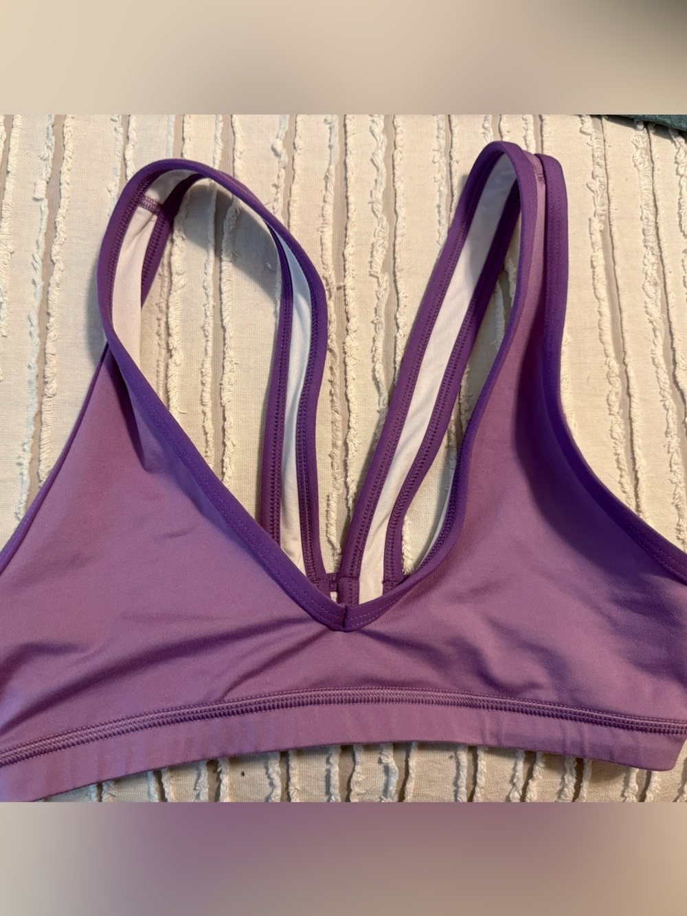 Fleo Purple Double-Strap V-Neck Sports Bra vavavoom